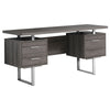 Monarch Specialties I 7082 Computer Desk, Home Office, Laptop, Left, Right Set-up, Storage Drawers, 60"l, Work, Metal, Laminate, Brown, Grey, Contemporary, Modern - 83-7082 - Mounts For Less