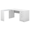 Monarch Specialties I 7136 Computer Desk, Home Office, Corner, Left, Right Set-up, Storage Drawers, L Shape, Work, Laptop, Laminate, Tempered Glass, White, Contemporary, Modern - 83-7136 - Mounts For Less