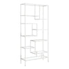 Monarch Specialties I 7159 Bookshelf, Bookcase, Etagere, 72"h, Office, Bedroom, Metal, Tempered Glass, White, Clear, Contemporary, Modern - 83-7159 - Mounts For Less