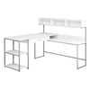 Monarch Specialties I 7162 Computer Desk, Home Office, Corner, Storage Drawers, L Shape, Work, Laptop, Metal, Laminate, White, Grey, Contemporary, Modern - 83-7162 - Mounts For Less