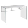 Monarch Specialties I 7209 Computer Desk, Home Office, Laptop, Storage Drawers, 48"l, Work, Tempered Glass, Laminate, Glossy White, Clear, Contemporary, Modern - 83-7209 - Mounts For Less