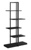 Monarch Specialties I 7231 Bookshelf, Bookcase, Etagere, 5 Tier, 60"h, Office, Bedroom, Metal, Laminate, Black, Contemporary, Modern - 83-7231 - Mounts For Less
