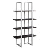 Monarch Specialties I 7239 Bookshelf, Bookcase, Etagere, 4 Tier, 60"h, Office, Bedroom, Metal, Laminate, Brown, Grey, Contemporary, Modern - 83-7239 - Mounts For Less