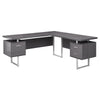 Monarch Specialties I 7306 Computer Desk, Home Office, Corner, Left, Right Set-up, Storage Drawers, 70"l, L Shape, Work, Laptop, Metal, Laminate, Grey, Contemporary, Modern - 83-7306 - Mounts For Less