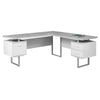 Monarch Specialties I 7307 Computer Desk, Home Office, Corner, Left, Right Set-up, Storage Drawers, 70"l, L Shape, Work, Laptop, Metal, Laminate, Grey, White, Contemporary, Modern - 83-7307 - Mounts For Less