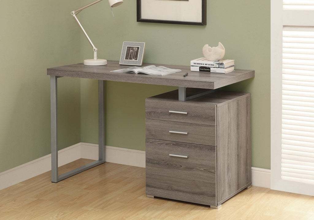 Monarch Specialties I 7326 Computer Desk, Home Office, Laptop, Left, Right Set-up, Storage Drawers, 48"l, Work, Metal, Laminate, Brown, Grey, Contemporary, Modern - 83-7326 - Mounts For Less