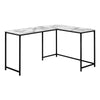 Monarch Specialties I 7393 Computer Desk, Home Office, Corner, 58"l, L Shape, Work, Laptop, Metal, Laminate, White Marble Look, Black, Contemporary, Modern - 83-7393 - Mounts For Less