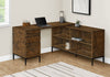Monarch Specialties I 7490 Computer Desk, Home Office, Corner, Storage Drawers, 60"l, L Shape, Work, Laptop, Metal, Laminate, Brown, Black, Contemporary, Modern - 83-7490 - Mounts For Less
