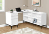 Monarch Specialties I 7494 Computer Desk, Home Office, Corner, Storage Drawers, 60"l, L Shape, Work, Laptop, Metal, Laminate, White, Black, Contemporary, Modern - 83-7494 - Mounts For Less