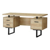 Monarch Specialties I 7628 Computer Desk, Home Office, Laptop, Left, Right Set-up, Storage Drawers, 60"l, Work, Metal, Laminate, Natural, Black, Contemporary, Modern - 83-7628 - Mounts For Less
