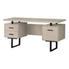 Monarch Specialties I 7629 Computer Desk, Home Office, Laptop, Left, Right Set-up, Storage Drawers, 60"l, Work, Metal, Laminate, Beige, Black, Contemporary, Modern - 83-7629 - Mounts For Less
