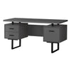 Monarch Specialties I 7630 Computer Desk, Home Office, Laptop, Left, Right Set-up, Storage Drawers, 60"l, Work, Metal, Laminate, Grey, Black, Contemporary, Modern - 83-7630 - Mounts For Less