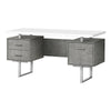 Monarch Specialties I 7633 Computer Desk, Home Office, Laptop, Left, Right Set-up, Storage Drawers, 60"l, Work, Metal, Laminate, Grey, White, Contemporary, Modern - 83-7633 - Mounts For Less