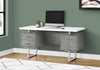 Monarch Specialties I 7633 Computer Desk, Home Office, Laptop, Left, Right Set-up, Storage Drawers, 60"l, Work, Metal, Laminate, Grey, White, Contemporary, Modern - 83-7633 - Mounts For Less