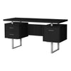 Monarch Specialties I 7634 Computer Desk, Home Office, Laptop, Left, Right Set-up, Storage Drawers, 60"l, Work, Metal, Laminate, Black, Grey, Contemporary, Modern - 83-7634 - Mounts For Less