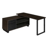 Monarch Specialties I 7710 Computer Desk, Home Office, Corner, Storage Drawers, 72"l, L Shape, Work, Laptop, Metal, Laminate, Brown, Black, Contemporary, Modern - 83-7710 - Mounts For Less