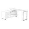 Monarch Specialties I 7716 Computer Desk, Home Office, Corner, Storage Drawers, 72"l, L Shape, Work, Laptop, Metal, Laminate, White, Grey, Contemporary, Modern - 83-7716 - Mounts For Less
