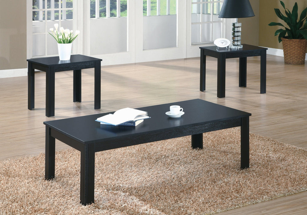 Monarch Specialties I 7840P Table Set, 3pcs Set, Coffee, End, Side, Accent, Living Room, Laminate, Black, Transitional - 83-7840P - Mounts For Less
