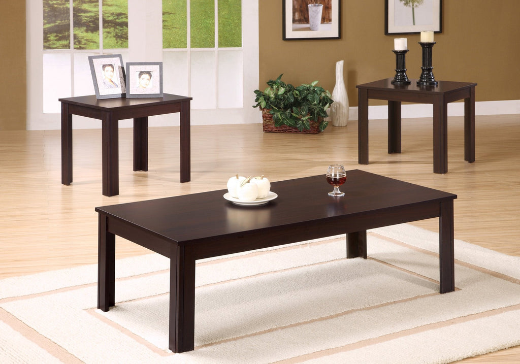Monarch Specialties I 7842P Table Set, 3pcs Set, Coffee, End, Side, Accent, Living Room, Laminate, Brown, Transitional - 83-7842P - Mounts For Less