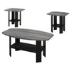 Monarch Specialties I 7928P Table Set, 3pcs Set, Coffee, End, Side, Accent, Living Room, Laminate, Black, Grey, Transitional - 83-7928P - Mounts For Less