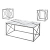 Monarch Specialties I 7953P Table Set, 3pcs Set, Coffee, End, Side, Accent, Living Room, Metal, Laminate, White Marble Look, Grey, Contemporary, Modern - 83-7953P - Mounts For Less