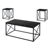 Monarch Specialties I 7954P Table Set, 3pcs Set, Coffee, End, Side, Accent, Living Room, Metal, Laminate, Black Marble Look, Contemporary, Modern - 83-7954P - Mounts For Less