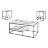 Monarch Specialties I 7963P Table Set, 3pcs Set, Coffee, End, Side, Accent, Living Room, Metal, Laminate, White Marble Look, Grey, Contemporary, Modern - 83-7963P - Mounts For Less