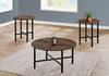 Monarch Specialties I 7967P Table Set - 3pcs Set / Brown Reclaimed Wood / Black Metal - 83-7967P - Mounts For Less