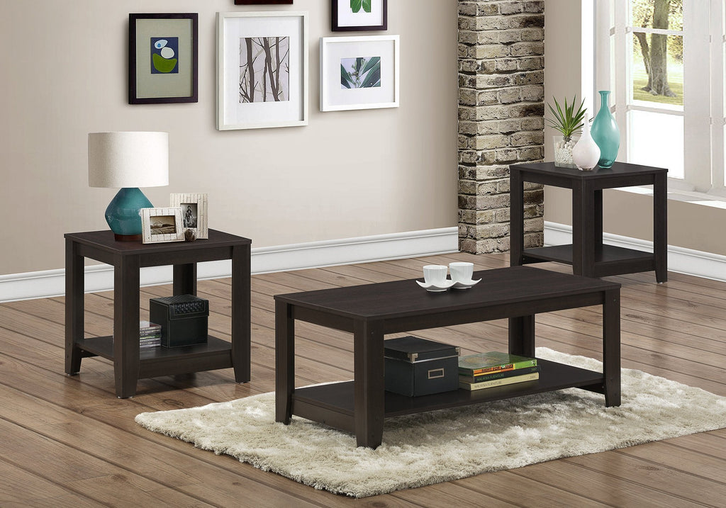 Monarch Specialties I 7990P Table Set, 3pcs Set, Coffee, End, Side, Accent, Living Room, Laminate, Brown, Transitional - 83-7990P - Mounts For Less