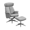 Monarch Specialties I 8139 Accent Chair, Set Of 2, Recliner, Swivel, Ottoman, Living Room, Bedroom, Fabric, Metal Base, Grey, Chrome, Contemporary, Modern - 83-8139 - Mounts For Less