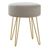 Monarch Specialties I 9000 Ottoman, Pouf, Footrest, Foot Stool, 14" Round, Fabric, Metal Legs, Beige, Gold, Contemporary, Modern - 83-9000 - Mounts For Less
