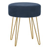 Monarch Specialties I 9002 Ottoman, Pouf, Footrest, Foot Stool, 14" Round, Fabric, Metal Legs, Blue, Gold, Contemporary, Modern - 83-9002 - Mounts For Less