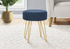 Monarch Specialties I 9002 Ottoman, Pouf, Footrest, Foot Stool, 14" Round, Fabric, Metal Legs, Blue, Gold, Contemporary, Modern - 83-9002 - Mounts For Less