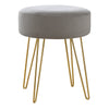 Monarch Specialties I 9003 Ottoman, Pouf, Footrest, Foot Stool, 14" Round, Fabric, Metal Legs, Grey, Gold, Contemporary, Modern - 83-9003 - Mounts For Less