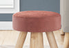 Monarch Specialties I 9007 Ottoman, Pouf, Footrest, Foot Stool, 12" Round, Velvet, Wood Legs, Pink, Natural, Contemporary, Modern - 83-9007 - Mounts For Less