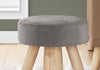 Monarch Specialties I 9010 Ottoman, Pouf, Footrest, Foot Stool, 12" Round, Velvet, Wood Legs, Grey, Natural, Contemporary, Modern - 83-9010 - Mounts For Less