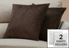 Monarch Specialties I 9265 Pillows, Set Of 2, 18 X 18 Square, Insert Included, Decorative Throw, Accent, Sofa, Couch, Bedroom, Polyester, Hypoallergenic, Brown, Modern - 83-9265 - Mounts For Less
