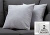 Monarch Specialties I 9295 Pillows, Set Of 2, 18 X 18 Square, Insert Included, Decorative Throw, Accent, Sofa, Couch, Bedroom, Polyester, Hypoallergenic, Grey, Modern - 83-9295 - Mounts For Less