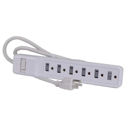Onn Surge Protector 6 Outlets 500 Joules 2.5 Ft Cord White - 06-0146 - Mounts For Less