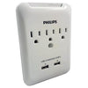 Philips 3 Outlet And 2 Charging USB Ports Wall Tap Surge Protector - 98-P-SPP3038A/17 - Mounts For Less