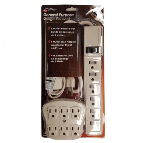 FosPower 3FT Extension Cords (2 PACK), 1625W 3-Outlet Power Strip