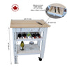 SB Mobile Kitchen Island on Wheels 28" x 18" x 34" with Drawer White - Made in Canada - - Mounts For Less