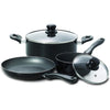 Simplicity - 5 Piece Aluminum Cookware Set, Nonstick Surface, Black - 65-332177 - Mounts For Less