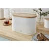 Swan - Nordic Collection Bread Bin with Bamboo Lid, 15cm x 15cm x 35cm, Matte White - 82-SWKA17512WHTN - Mounts For Less