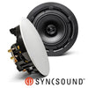 SyncSound SS-ICS-6 2-Way In-Ceiling Speakers 6.5" 70 Watts 8 Ohms Sold As A Pair White Frameless - 25-0079 - Mounts For Less
