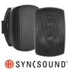 SyncSound SS-MC60-BK 6.5" 100W Outdoor-Indoor Speakers Pair 8 Ohms With Wall Mounting Brackets Black - 25-0083 - Mounts For Less