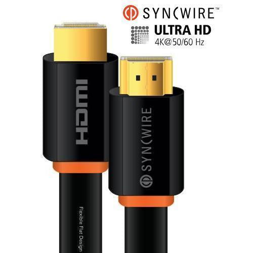 SyncWire Flat Professionnal High Speed HDMI Cable 2.0 4K 50/60Hz CL3/ FT4 Black Lenghts 2M - 22-0028 - Mounts For Less