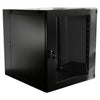 TechCraft - 12U Double Hinge Wall Mounted Network Cabinet, Swing Out Design, Plexiglass Door with Lock, Black - 98-ZPP-RM-12UFLEX - Mounts For Less