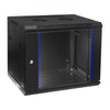 TechCraft - 6U Fixed Wall Mounted Network Cabinet, Tempered Glass Door with Lock, Black - - Mounts For Less