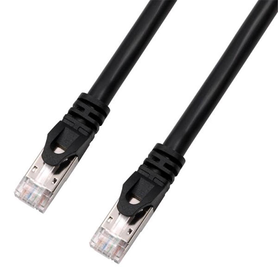 TechCraft - FTP Network Cable with Metal Connectors CAT8, Shielded, 7 Feet Length, Black - 98-C-C8-07BK - Mounts For Less